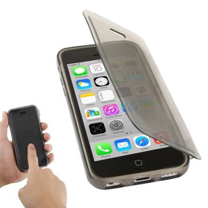 Handyh�lle Flip Quer f�r Handy iPhone 5c grau