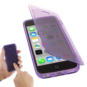 Handyhlle Flip Quer fr Handy iPhone 5c lila