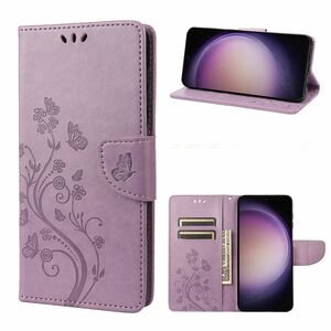 Elegante Kunstleder Flip Handyh�lle f�r Samsung Galaxy S23 Serie - Schmetterlings Blumenmuster