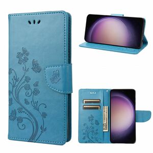 Elegante Kunstleder Flip Handyh�lle f�r Samsung Galaxy S23 Serie - Schmetterlings Blumenmuster
