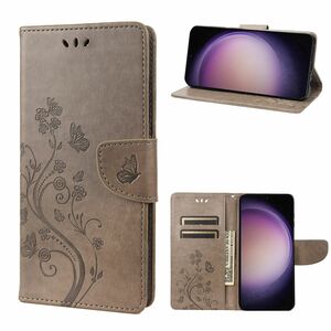 Elegante Kunstleder Flip Handyh�lle f�r Samsung Galaxy S23 Serie - Schmetterlings Blumenmuster