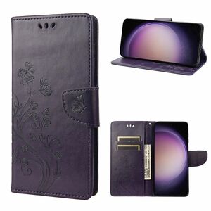 Elegante Kunstleder Flip Handyh�lle f�r Samsung Galaxy S23 Serie - Schmetterlings Blumenmuster