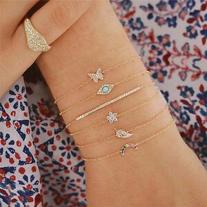 6 teile Armband Schmuck Armbnder Geschenk Set Schmetterlinge Sterne Auge Mond