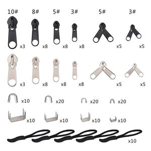 Rei�verschluss Reparatur Set 194 teilig Zipper Schieber Metall Reparaturset Neu