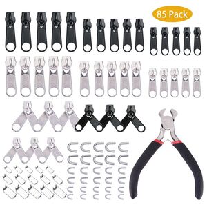 Rei�verschluss Reparatur Set 85 teilig Zipper Schieber Metall Reparaturset Neu