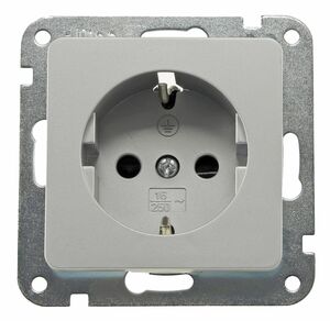 DELPHI Schutzkontakt-Steckdose, silber 250V~/ 16A, Klemmanschluss, ohne Rahmen