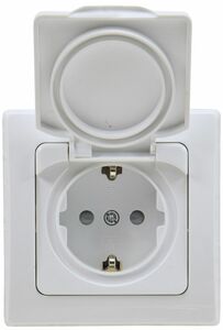 DELPHI Schutzkontakt-Steckdose IP44 250V~/ 16A, inkl. Rahmen, UP, wei