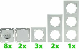 DELPHI Starter-Kit, 16-teilig PRO,wei� 8x Steckdose, 2x Schalter, Klemmanschlu�