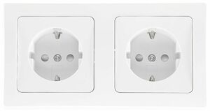 DELPHI Set 2 Steckdo.+ 2-fach Rahmen 250V~/ 16A, Klemmanschluss, wei�