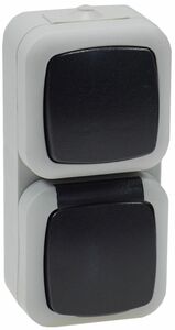 Feuchtraum Kombi-Schalter/Steckdose,IP44 250V~/ 10/16A, grau, AP vertikal