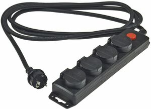 Gartensteckdosenleiste f�r Au�en, 4-fach IP44, 3m Zuleitung, mit Schalter