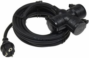 Gartensteckdose f�r Au�en, 3-fach IP44, 5m Zuleitung