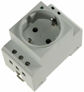 Schutzkontakt-Steckdose f�r Hutschiene mit LED, 230V, 16A, VDE