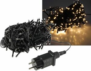 LED Aussen-Lichterkette CT-ALK200 20m warmwei, Kabel schwarz, IP44, 200 LEDs