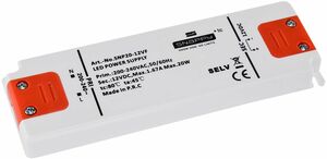 LED-Trafo CT-SL20 SlimLine 0,5-20W Ein 180-240V, Aus 12V= Konstantspannung