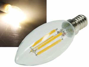 LED Kerzenlampe E14 Filament K4 3000k, 360lm, 230V/4W, warmwei