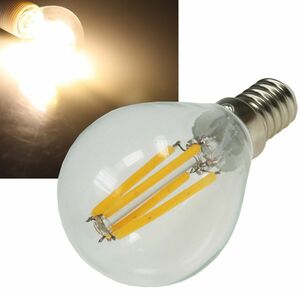 LED Tropfenlampe E14 Filament T4 3000k, 470lm, 230V/4W, warmwei