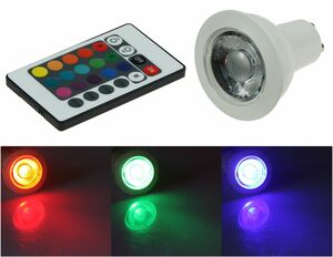 LED Strahler GU10 RGBW mit Fernbedienung 3W, Abstrahlwinkel 170-