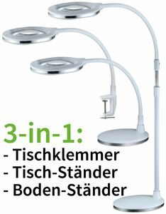 Lupenleuchte 3 Dioptrien CT-LL 67 3in1 5/10W, 670lm, 6400K, Standfuss + Klemme