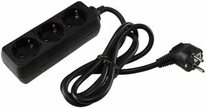 Schutzkontakt-Steckdosenleiste 3-fach 3600W, 1,4mKabel, schwarz