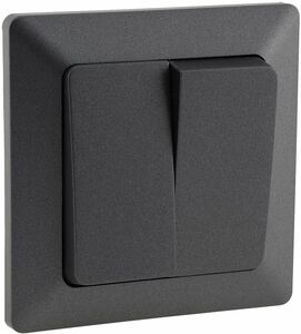 MILOS Serien-Schalter 2-fach, Anthrazit 250V~/ 10A, inkl. Rahmen, UP