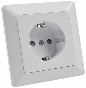 MILOS Schutzkontakt-Steckdose, wei� matt 250V~/ 16A, inkl. Rahmen, Klemmanschluss