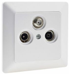 MILOS Antennendose TV+Radio+Sat inkl. Rahmen, UP, wei� matt