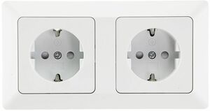MILOS Set 2 Steckdosen+ 2-fach Rahmen 250V~/ 16A, Klemmanschluss, Matt-wei�