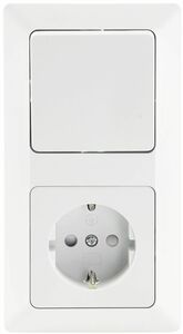 MILOS Set Steckdose+W-Schalter+Rahmen 250V~/ 16A, Klemmanschluss, Matt-wei�