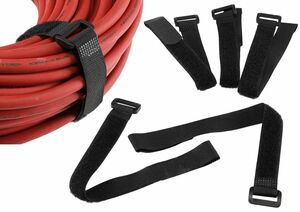 Klettband mit �se, 5er Pack 30x2cm, schwarz