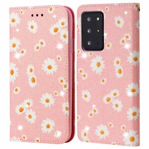 Samsung Galaxy Note 20 Ultra Tasche Handy H�lle Schutz Cover mit Kartenfach Glitzer Rosa
