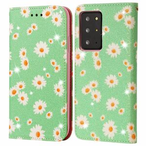 Samsung Galaxy Note 20 Ultra Tasche Handy H�lle Schutz Cover mit Kartenfach Glitzer Gr�n