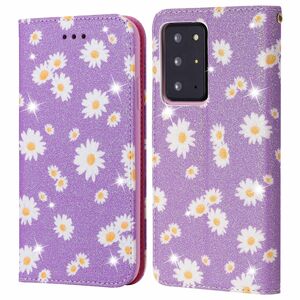 Samsung Galaxy Note 20 Ultra Tasche Handy H�lle Schutz Cover mit Kartenfach Glitzer Violett
