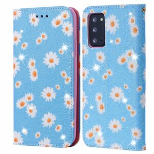 Samsung Galaxy Note 20 Tasche Handy H�lle Schutz Cover mit Kartenfach Glitzer Blau