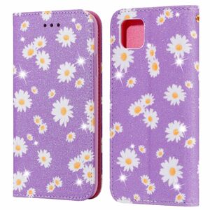 Huawei Y5p Tasche Handy Hlle Schutz Cover mit Kartenfach Glitzer Violett