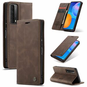 Handy H�lle Schutz Tasche f�r Huawei P smart 2021 Cover Wallet Etui Braun