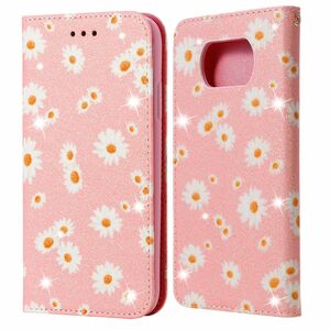 Xiaomi Poco X3 Tasche Handy H�lle Schutz Cover mit Kartenfach Glitzer Rosa