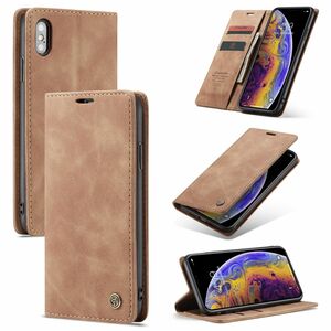 Handy H�lle Schutz Tasche f�r Apple iPhone X / XS Cover Wallet Etui Braun