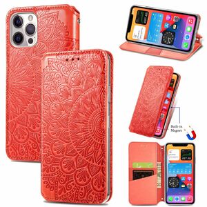 Apple iPhone 12 / 12 Pro Handyh�lle Schutztasche Case Cover Mandala Rot