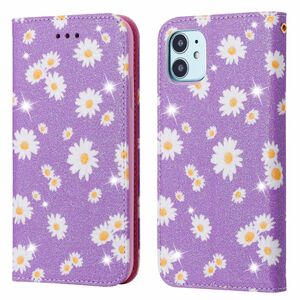 Apple iPhone 11 Tasche Handy H�lle Schutz Cover mit Kartenfach Glitzer Violett