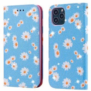 Apple iPhone 11 Pro Max Tasche Handy H�lle Schutz Cover mit Kartenfach Glitzer Blau