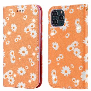 Apple iPhone 11 Pro Tasche Handy H�lle Schutz Cover mit Kartenfach Glitzer Orange