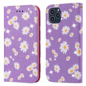 Apple iPhone 11 Pro Tasche Handy H�lle Schutz Cover mit Kartenfach Glitzer Violett