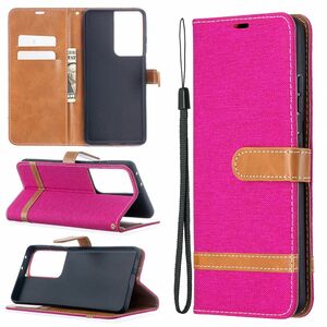 Samsung Galaxy S21 Ultra Handy Hlle Schutz-Tasche Case Cover Kartenfach Etuis Pink