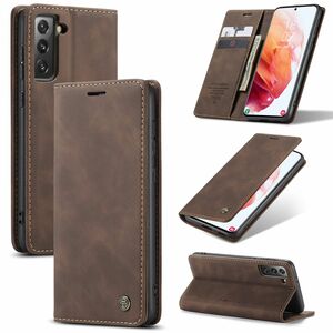Handy Hlle Schutz Tasche fr Samsung Galaxy S21 Cover Wallet Etui Braun