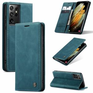 Handy H�lle Schutz Tasche f�r Samsung Galaxy S21 Ultra Cover Wallet Etui Blau