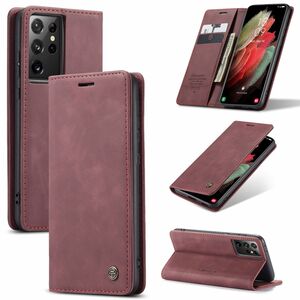 Handy H�lle Schutz Tasche f�r Samsung Galaxy S21 Ultra Cover Wallet Etui Rot