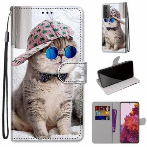 Samsung Galaxy S21 Tasche Handy Hlle Schutz-Cover Flip-Case mit Kartenfach Katze
