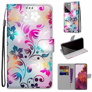 Samsung Galaxy S21 Ultra Tasche Handy H�lle Schutz-Cover Flip-Case mit Kartenfach Blumen