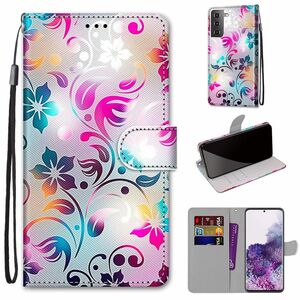 Samsung Galaxy S21 Plus Tasche Handy Hlle Schutz-Cover Flip-Case mit Kartenfach Blumen